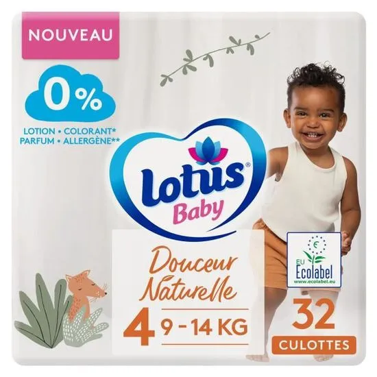 LOT DE 2 - LOTUS BABY - Douceur Naturelle Couches culottes bébé taille 4 : 9 - 1
