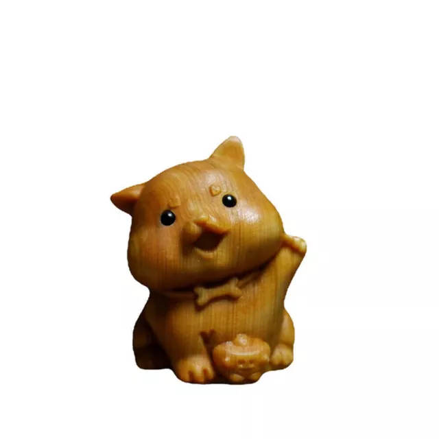 Mini Puppy Dog Figurine Figure Wooden Statue Miniature Home Ornament Cute Decor-