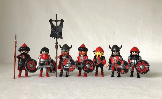 5 Soldatini Sudisti Playmobil Grigio/blu – Borsa Nordisti, Personalizzati, RARI (mai Giocati)