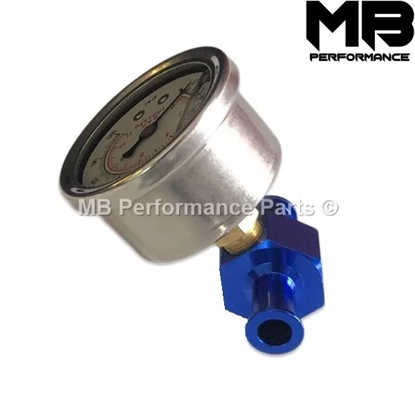 Assembled Universal Inline High Fuel Pressure Test Gauge Adaptor Kit - Blue