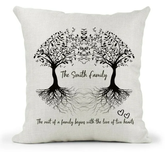 Personalised Family Tree Cushion/The root of a Family Quote Gift/Mum/Dad/Nan