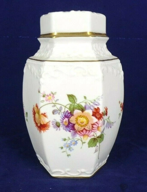 1950's English Traditional Royal Crown Derby Lidded Hexagon Shaped Urn Jar 5"