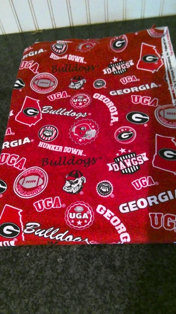 1.5 yd GEORGIA BULLDOGS "HOME STATE DESIGN" 100% Cotton Fabric 42"  UGA DAWGS