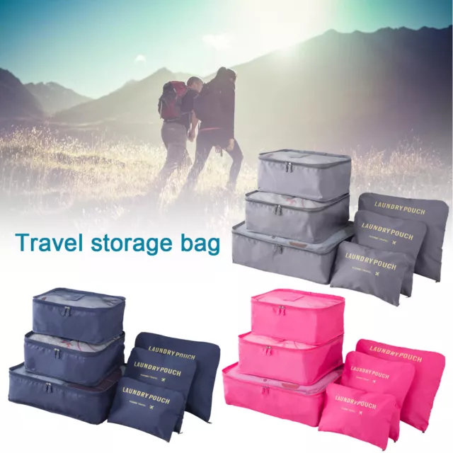 6X Packing Cubes Luggage Storage Organiser Compression Suitcase Bags Travel Set