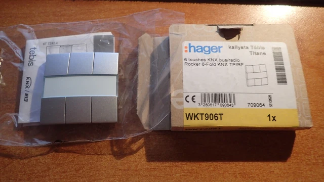 HAGER TEBIS Kallysta WKT906T - Enjoliveur Kallysta 6 touches KNX coloris TITANE