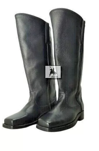 Cavalry US Civil War Men's Black Leather Long Boots