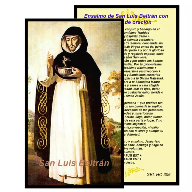 lot de 10 cartes de prière italiennes Saint Louis Beltran prière avec salme