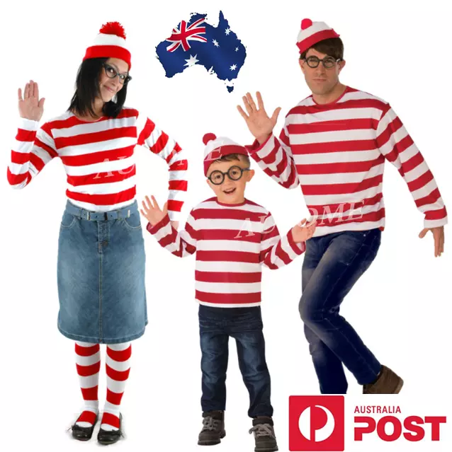 Book Week Wheres Wally Women Men Kids T-shirt Glasses Hat Socks Costume Cosplay