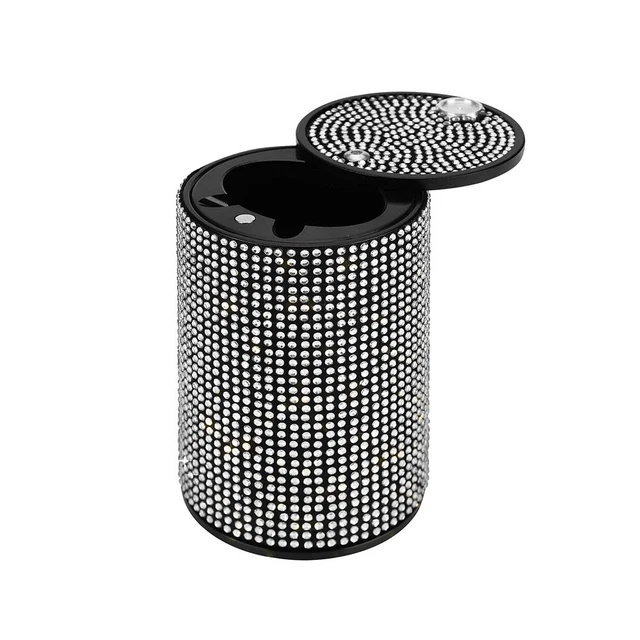 1PCS Universal Portable Car Ashtray with Lid Black + White 5.9*9.8cm New