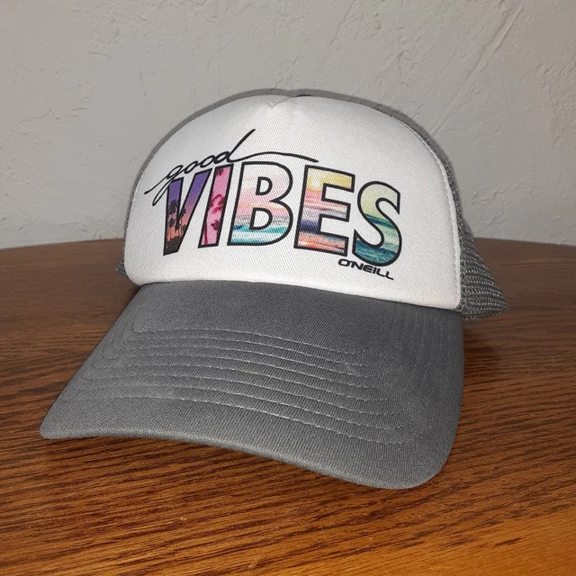 O'Neill Good Vibes Snapback Unisex Mesh Trucker Hat Aloha Beach Gray White