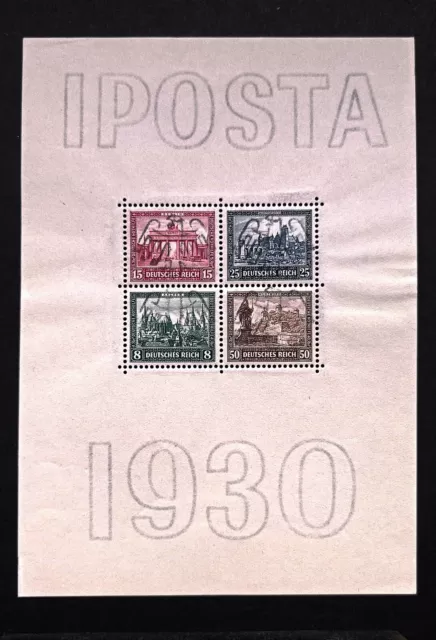 German Reich Stamps Iposta 1930 Mi.446-449 MNH* Block I Clean Good Colours F