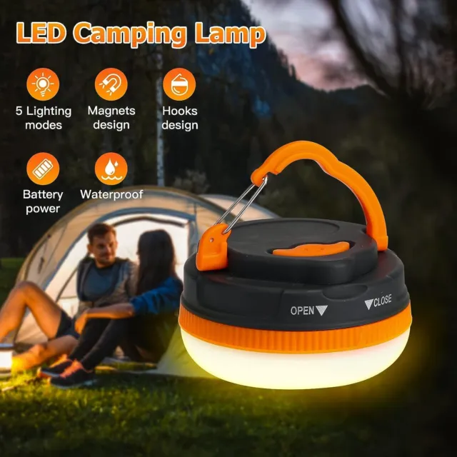 Luce da Campeggio LED Lampada per Tenda Lanterna Torcia Ricaricabile USB 2X 3