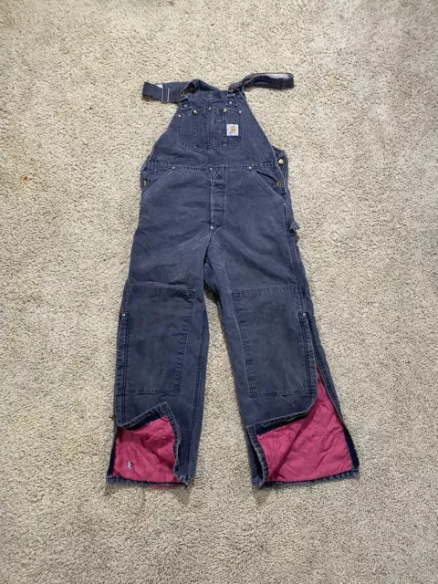 Mens 36x30 Carhartt R02 Double Knee Duck Canvas  Carpenter Bib Overalls Quilted