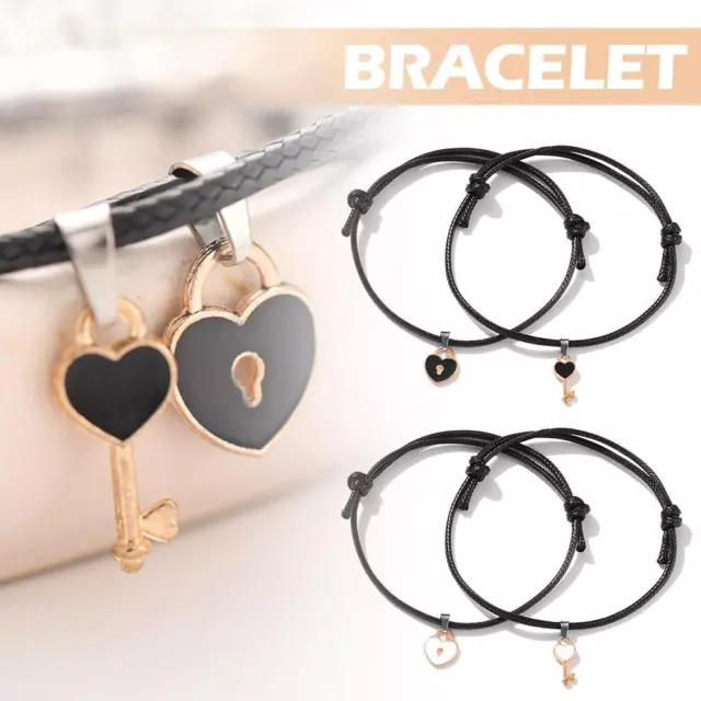 Couple Bracelet, With Love Lock, Adjustable Jewelry Friendship Bracelet, X3A6