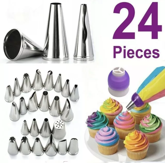 24 Pieces Icing Piping Nozzle Tool Set Box – Cake Cupcake Sugarcraft Decorating