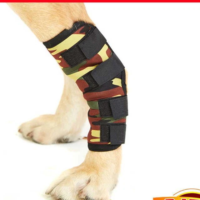 Soporte para corvejones para perros antilamidas para mascotas protector de rodilla perros vendaje curativo de heridas (camuflaje L)