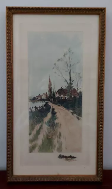 Incisione Felix Rosenstiel Acquaforte Campagna Paesaggio Londra @ Splendida @