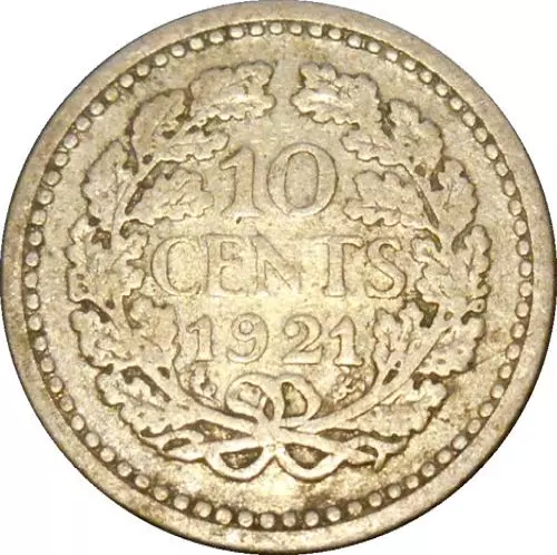 Netherlands 10 Cents 1921 KM#145 Wilhelmina (N-15)