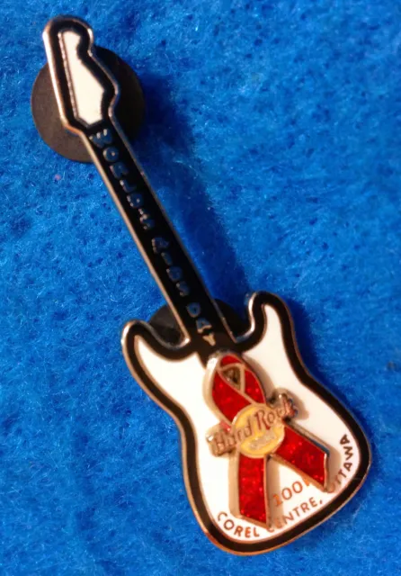 COREL CENTRE OTTAWA CANADA WORLD AIDS DAY RED RIBBON GUITAR Hard Rock Cafe PIN