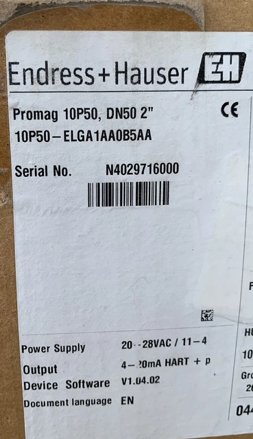 2” Endress+Hauser Promag 10P50-ELGA1AA0B5AA