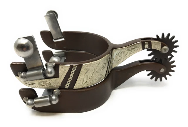Western Engraved Rock Grinder Spurs - Mens