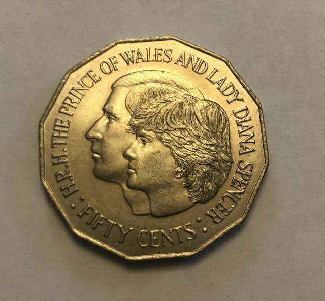 1981 50c Fifty Cent Charles and Diana Royal Wedding Australian Coin - Circulated