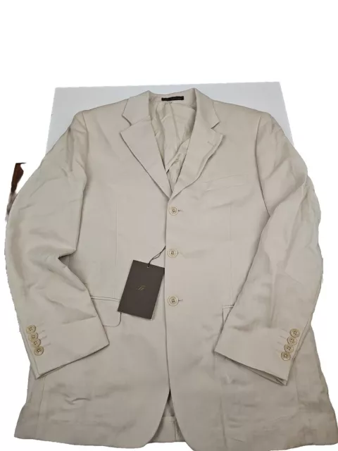 Tasso Elba Size Medium Tan Sport Coat Blazer 3 Button Linen Silk Blend T