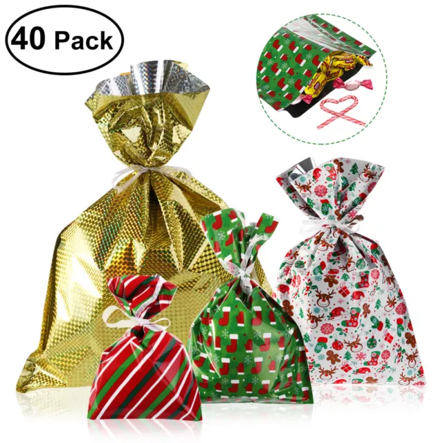 40PCS NICEXMAS Creative Ruban Cadeau Sacs De Noël Fête De Mariage Faveur