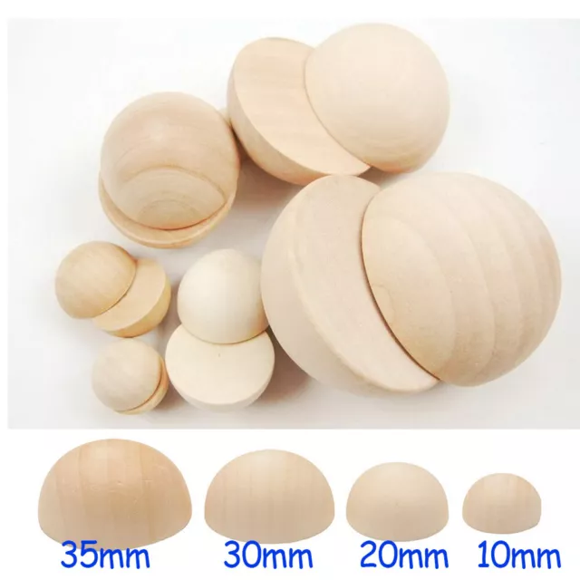 Natural Wooden Half Balls Craft Spheres Wood Semicircle 10~30mm Semi-circle DIY