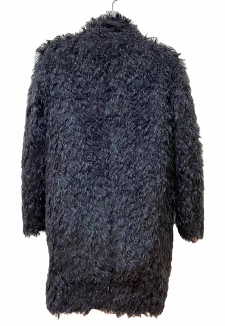 Elizabeth & James Women's S Oversized Curly Hair Fur Iris Boyfriend Jacket Black 2