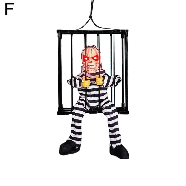 F Cage Ghost Halloween Hanging Decor Yelling Scary Animated Prisoner Ghost To W4