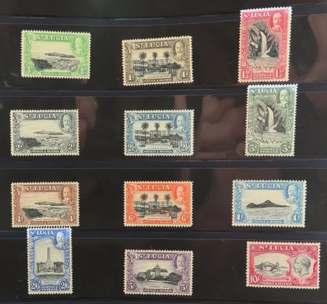 .St LUCIA 1936 FULL SET of 12 KGV MINT NH / VLH STAMPS. 1/2d to 10/-