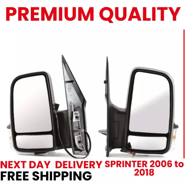Mercedes Sprinter Full Door Wing Mirror Manual Black Short Arm PAIR N/S O/S 06+