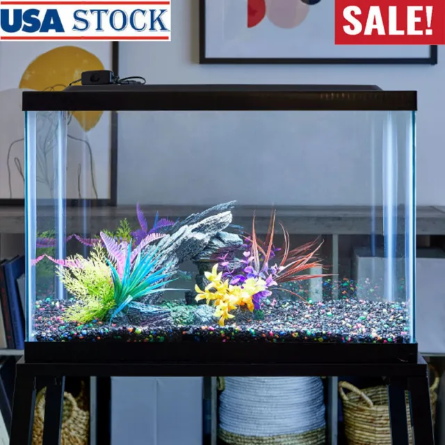 Fish Tank 20/55 Gallon Hood Aquariums With LED Light Office Desktop Decor Home