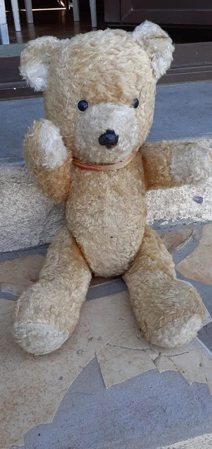Ancien Nounours OURS En Paille Avec Klaxon Ventral - 37 Cm - Collection