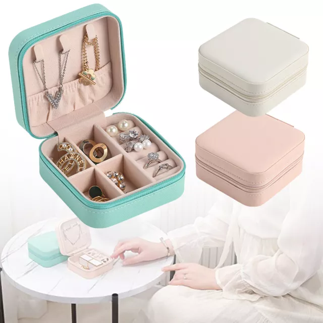 Tragbar Jewellery Box Organizer Leder Schmuck Aufbewahrungsbox Reise Geschenk