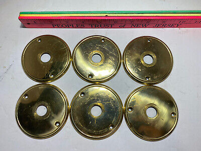 Vintage Lot Of 6 GRA Brass Door Knob Lock Rosettes Back Plates 3.25” Italy