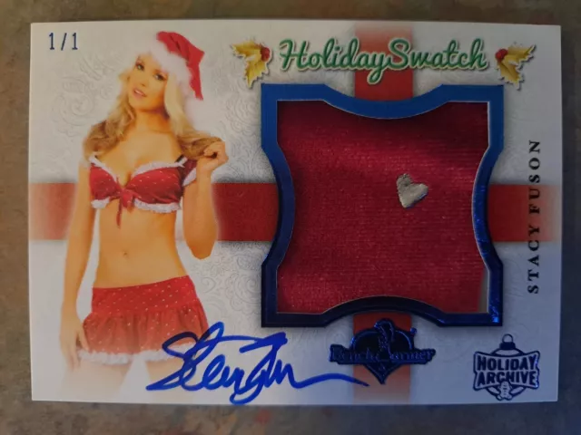 2013 Benchwarmer Holiday Archive Swatch Blue Stacy Fuson 1/1 Authentic Autograph
