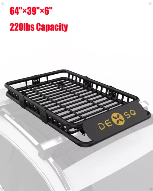 Universal 64"x39"x6" Car Roof Rack Cargo Basket Rooftop Carrier 220lbs Capacity