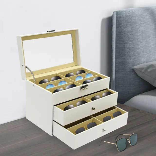 18 Slots 3 Layers Sunglasses Organizer / Display Case Glasses Storage Box