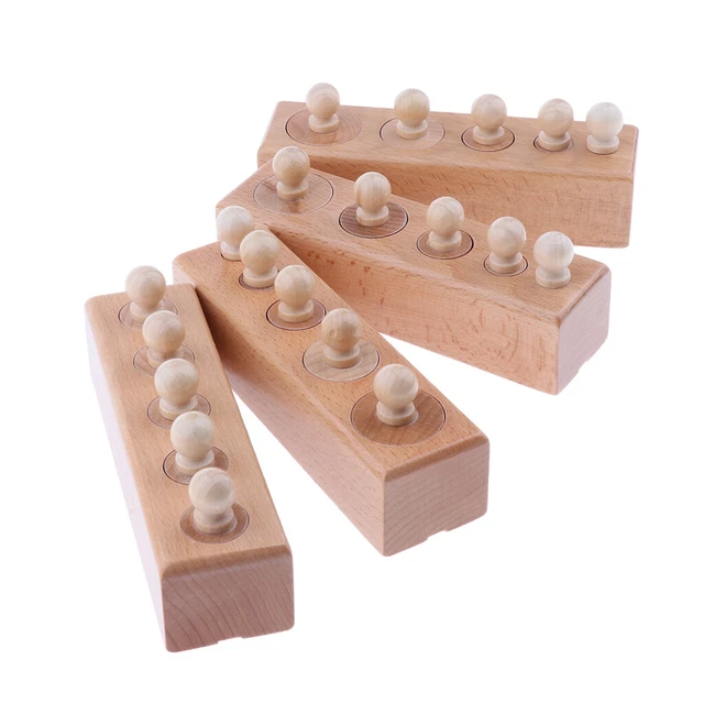 4 teile / satz Montessori Wodden Knobbed Zylinderblöcke Spielzeug