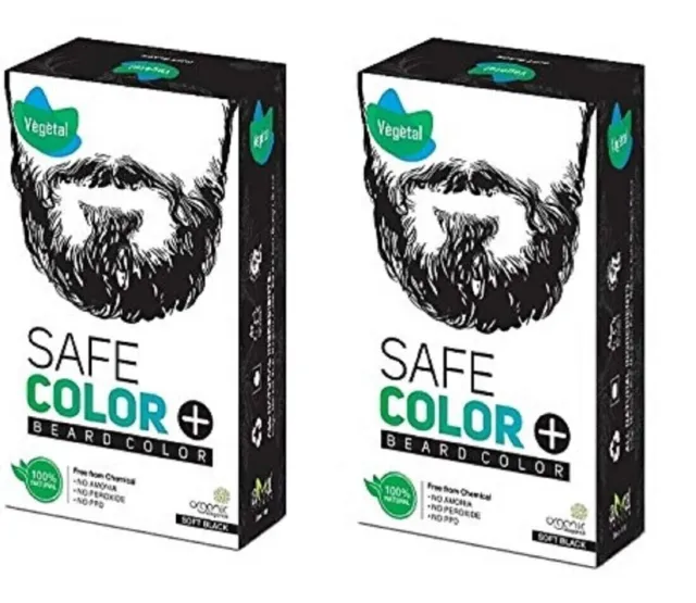 Vegetal Safe Beard Hair Color Soft Black 25g. (Pack of 2)