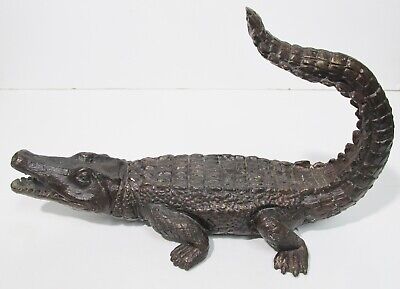 Crocodile with Raised Tail by Maitland-Smith, LTD * Bronze Sculpture * 14" Long