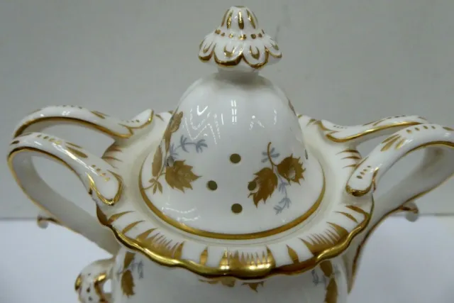 Vintage Coalport Porcelain Perfumer Urn Pot Pouri Lidded Vase Gilt Floral 2