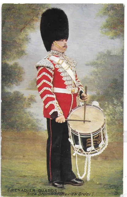 Vintage Military Army Tuck Postcard,Artist,Soldier"Grenadier Guards"Side Drummer