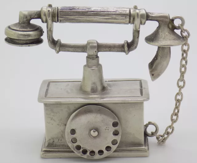 Vintage Italian Handmade Genuine Silver RARE Decorative Old Phone LARGE Figurine