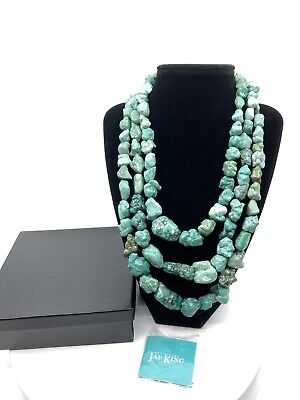 Jay King 3-Strand Seafoam Turquoise Nugget Sterling Silver Necklace NIB 323796