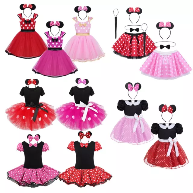 Kids Girls Polka Dots Princess Tutu Dress Party Christmas Cosplay Fancy Costume