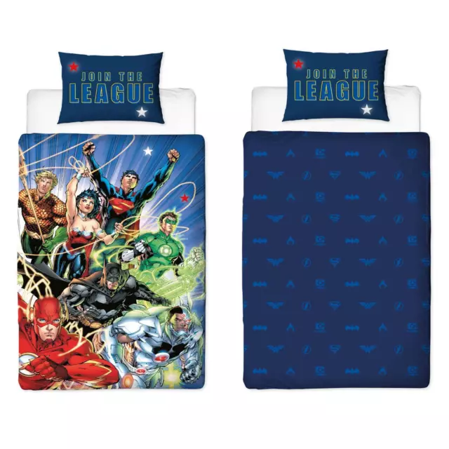 Justice League Einzelbettbezug Set DC Comics Superhelden Wende Bettwäsche