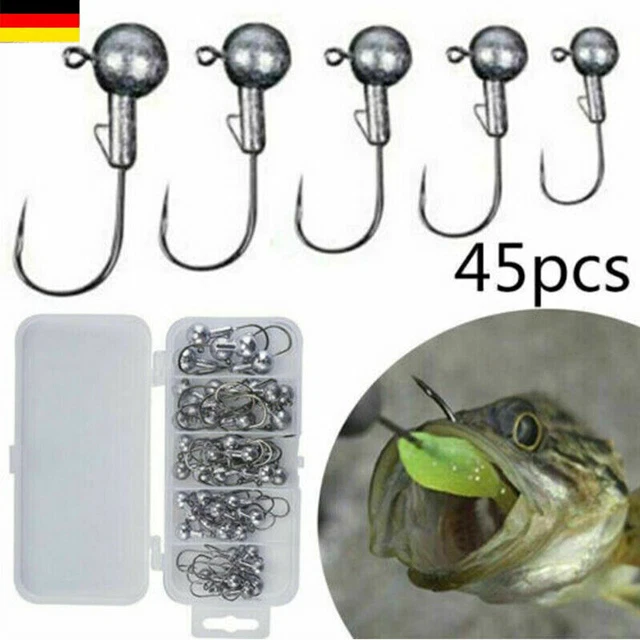 45Stuck Jigkopf Zander rund Jighead Set Hecht Jigköpfe Rundkopf Jighaken Jigs